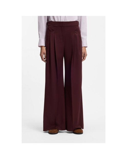 Boss Red Relaxed-Fit Trousers With Wide Leg