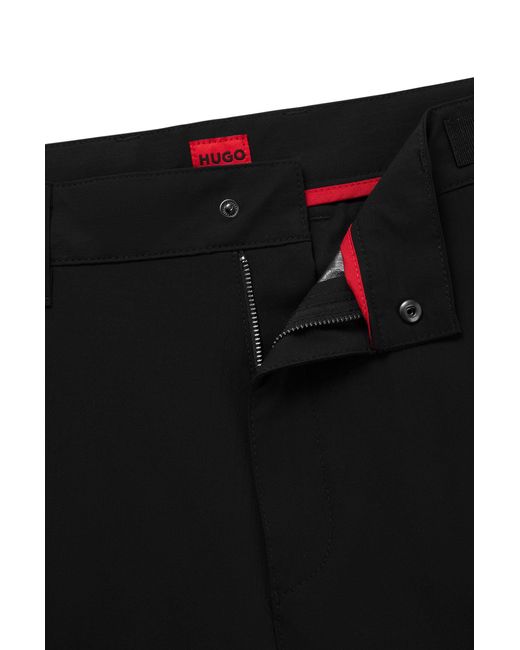 HUGO Black Regular-fit Cargo Trousers With Stacked-logo Strap for men