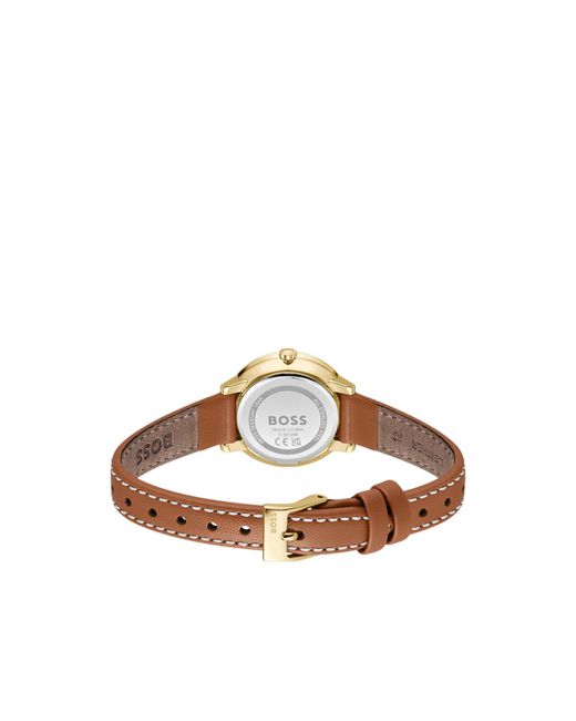 Boss White Dial Watch With Leather Strap
