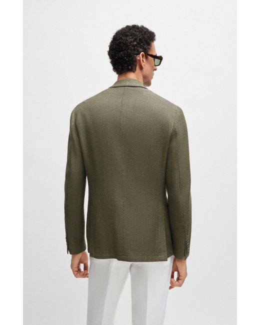 Boss Green Slim-fit Jacket In Wool, Silk And Linen for men
