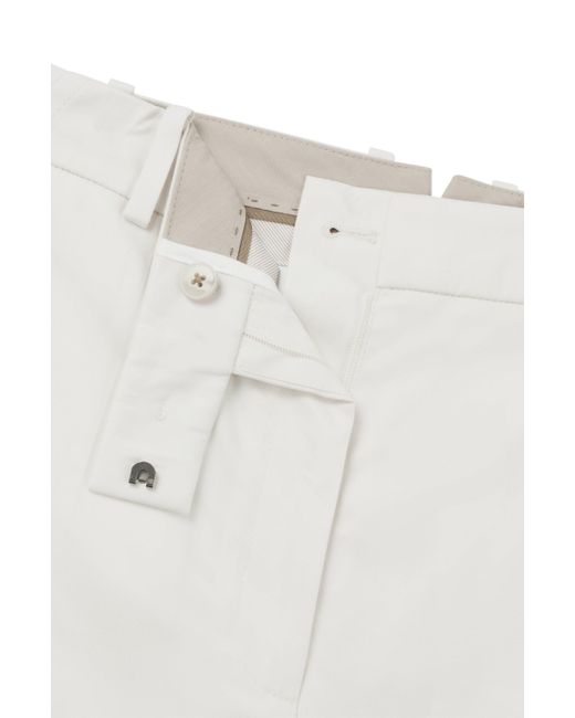 Pantalon Regular en coton, soie et stretch Boss en coloris White