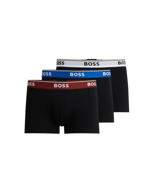 Lot de trois boxers courts en coton stretch avec taille logotée Boss pour homme en coloris Blue