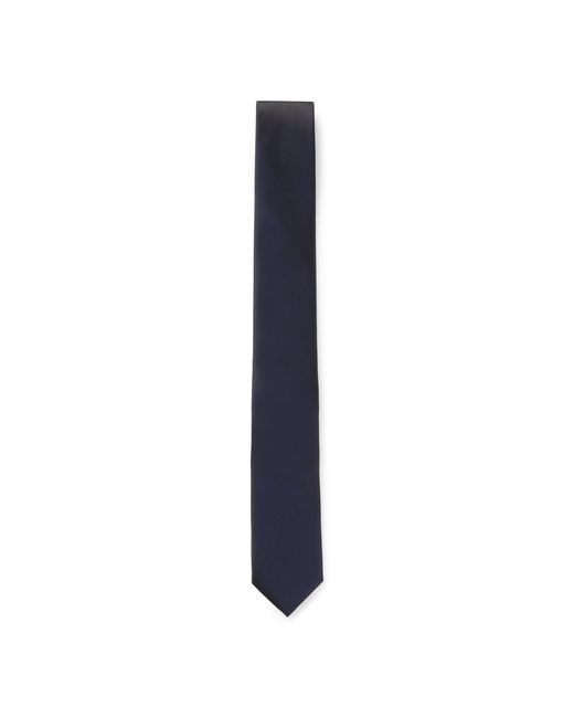 HUGO Blue Silk-Blend Tie With A Plain Weave for men