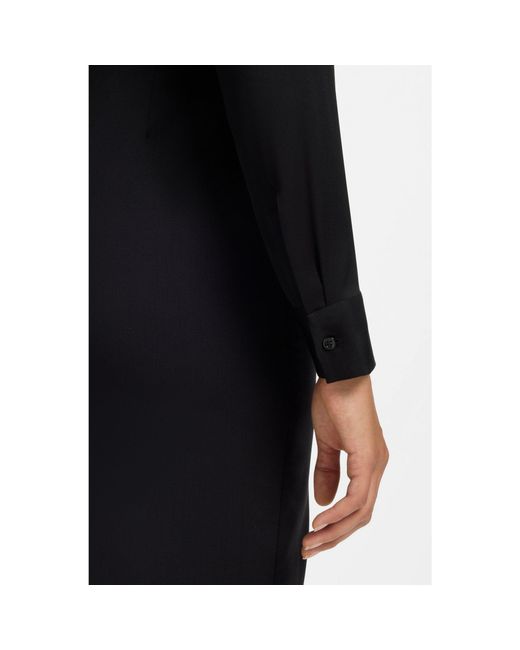 Boss Black Stretch-Silk Blouse With Gathered Details