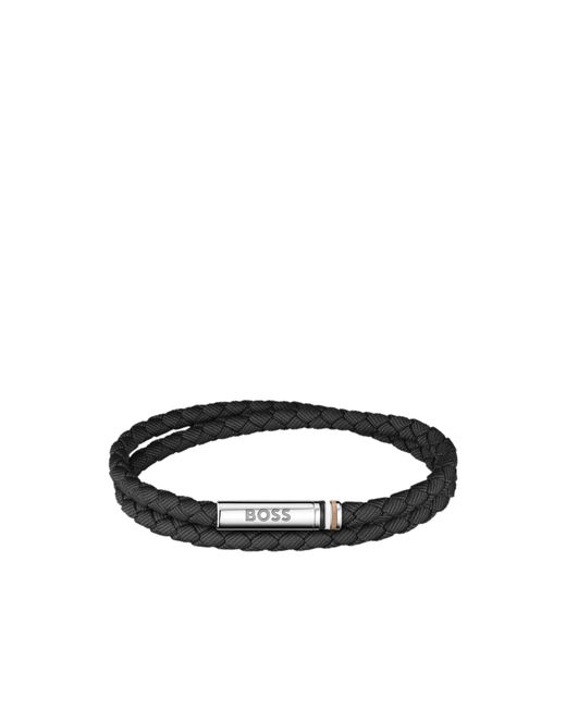 Boss Black Double-Braided Cuff With Logo Closure for men