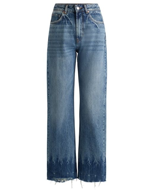 HUGO Relaxed-fit Jeans In Blue Tinted Denim
