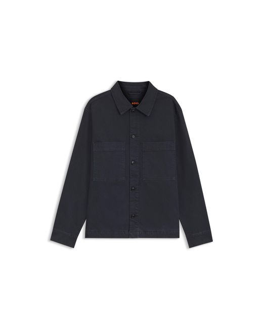Boss Black Regular-Fit Stretch-Cotton Denim Shirt for men
