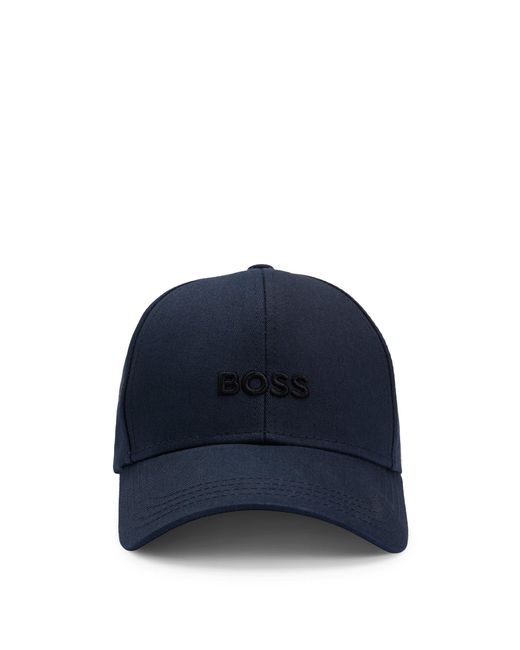 Boss Blue Cotton-twill Cap With Embroidered Logo