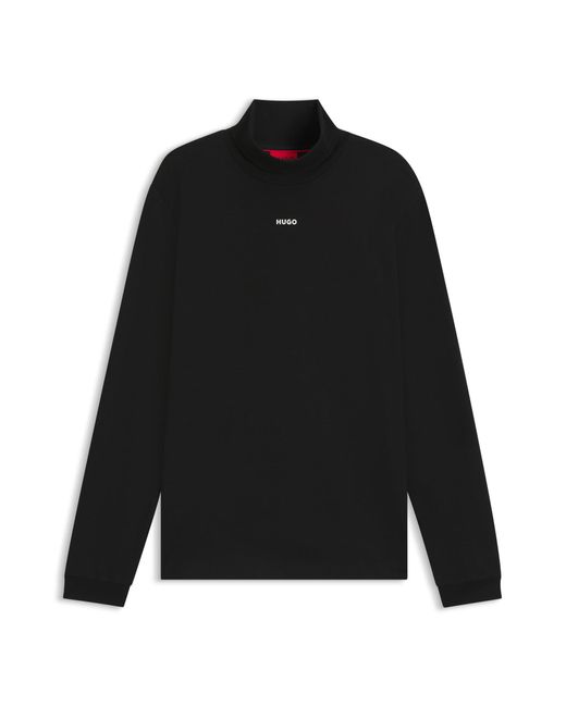 HUGO T-Shirt Van Katoen Met Col En Logo in het Black voor heren