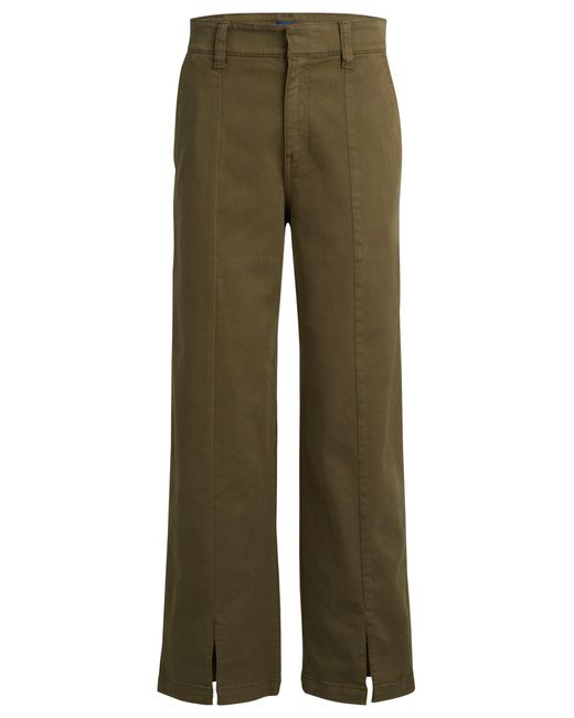 HUGO Green Relaxed-fit Trousers In Stretch-cotton Twill
