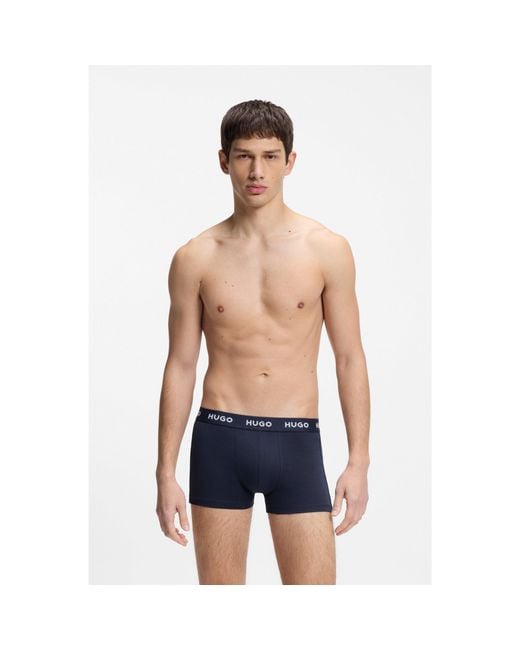 HUGO Blue Three-Pack Of Logo-Waistband Trunks for men