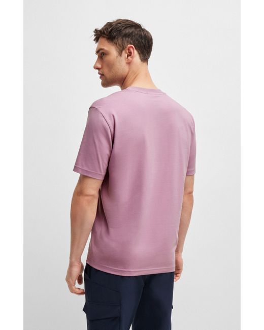 Boss T-shirt Van Stretchkatoen Met Ronde Hals En Logodetail in het Pink voor heren