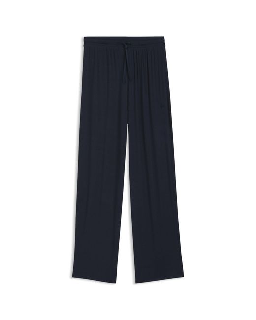 Boss Blue Ribbed-Jersey Pyjama Bottoms With Double B Monogram