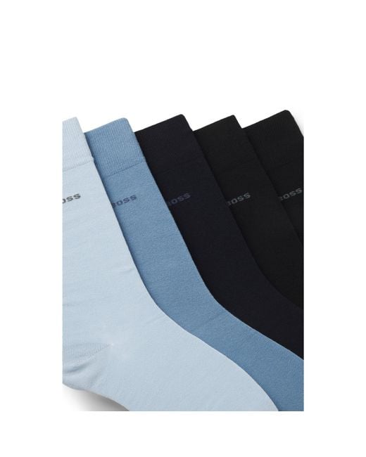 Boss Blue Five-Pack Of Regular-Length Socks for men