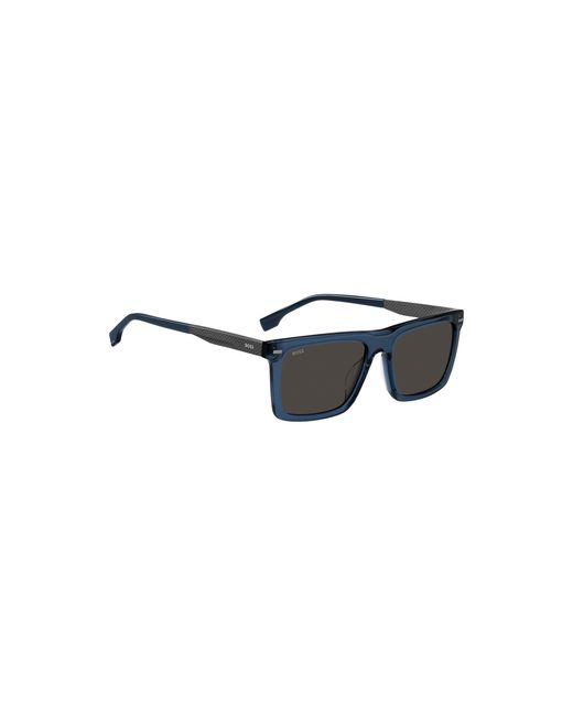 Boss Blue Acetate Sunglasses With Patterned Carbon-Fibre Temples for men