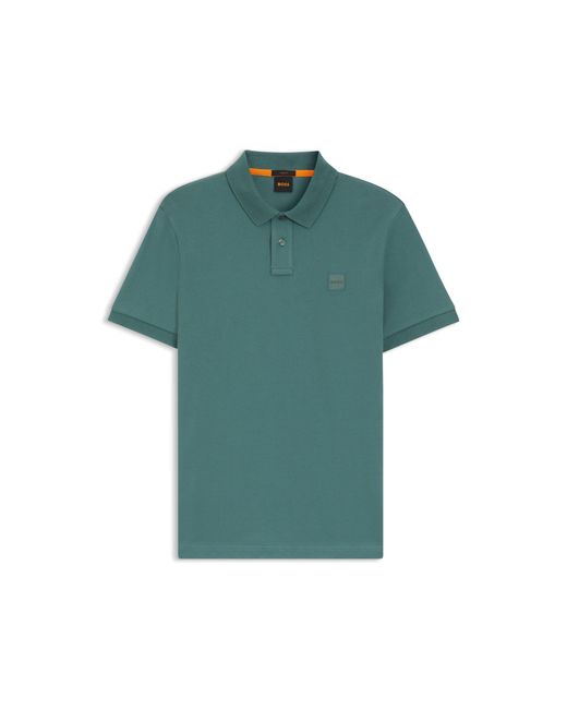 Boss Green Stretch-Cotton Slim-Fit Polo Shirt With Logo Patch for men