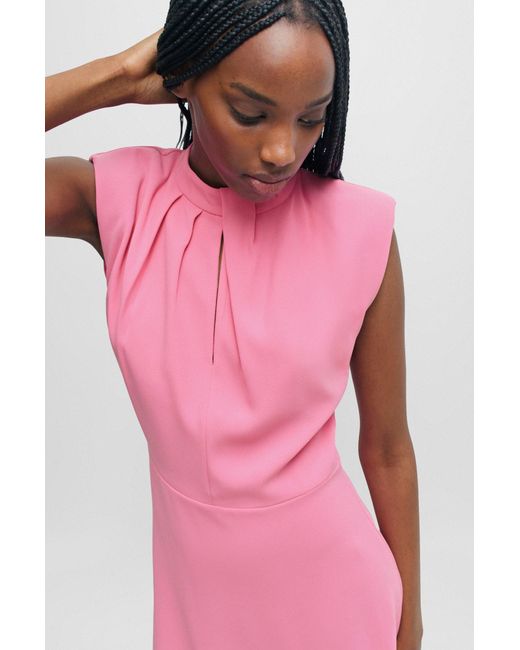 HUGO Pink Mini Dress With Drape-front Detail