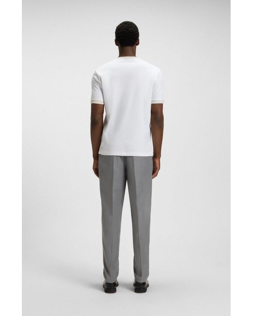 Boss Slim-Fit T-Shirt Van Gemerceriseerde Katoen Met Contrasterende Afwerkingen in het White voor heren