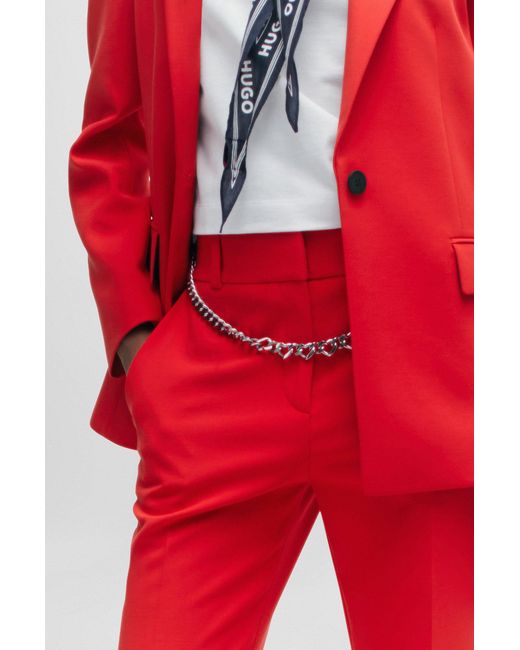 HUGO Red Regular-fit Boot-cut Trousers In Stretch Fabric