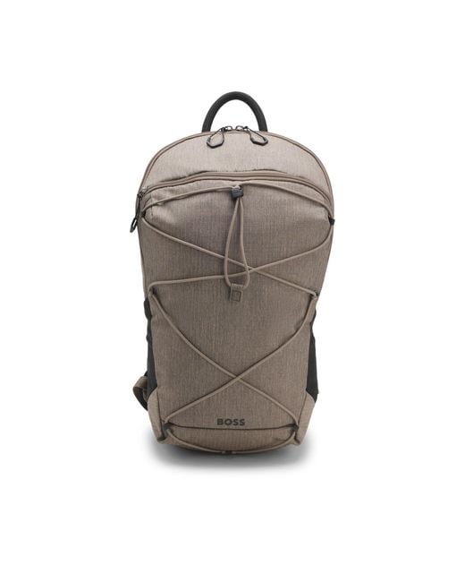 Boss Brown Ripstop Backpack With Chest Strap And Pockets for men