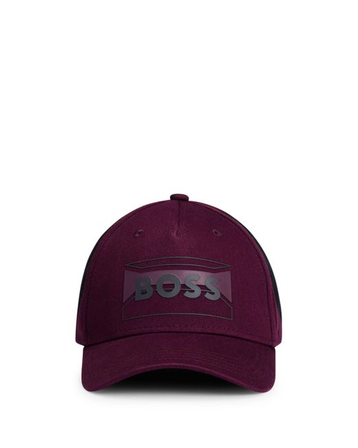 Casquette en twill de coton avec logo de la saison contrastant Boss pour homme en coloris Purple