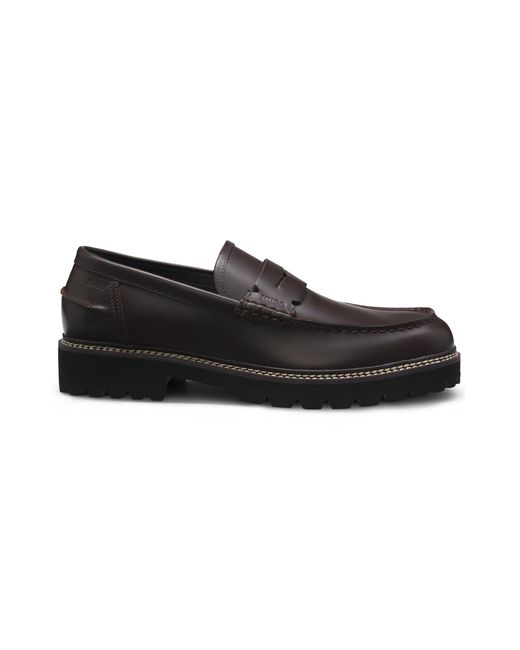 HUGO Leren Loafers Met Profielzool in het Black voor heren