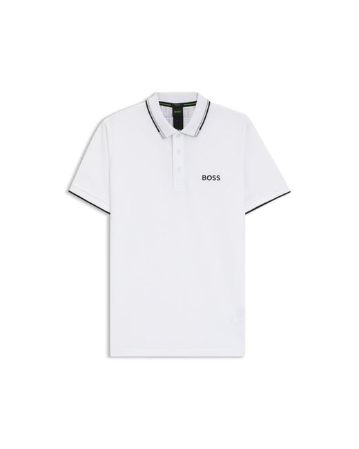 Boss White Active Paddy Regular-Fit Polo Shirt for men