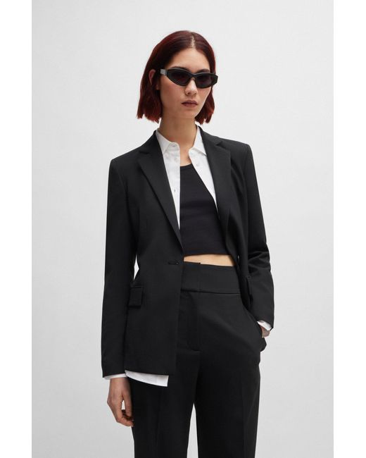 HUGO Black Regular-fit Jacket With Notch Lapels