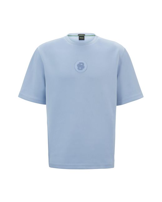Boss Blue Relaxed-fit T-shirt With Double-monogram Badge for men