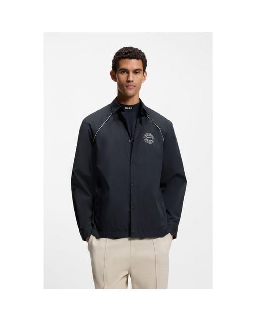 Boss Black Relaxed-Fit Overshirt With Water-Repellent Finish for men