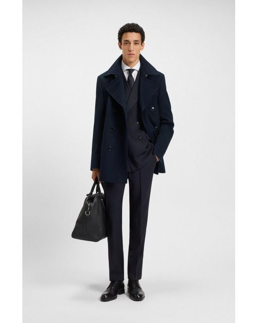 Boss Slim-Fit Caban Aus Woll-Mix Mit Kaschmir in Blue für Herren