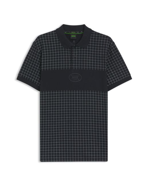 Boss Kariertes Regular-Fit Poloshirt Aus Leichter Pima-Baumwolle in Black für Herren