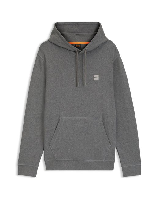 Boss Hoodie Aus Baumwoll-Terry Mit Logo-Aufnäher in Gray für Herren