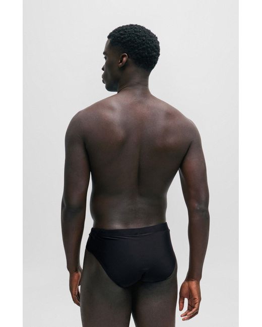 Boss Black Jersey Swim Briefs With Signature Stripe And Logo for men