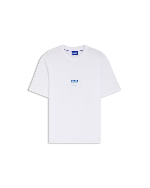 HUGO White Cotton-Jersey T-Shirt With Workwear Logo Label for men