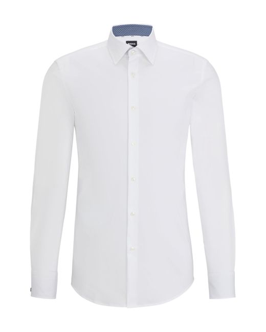 Boss Business Hemd H-HANK-KENT-C3-214 Slim Fit in White für Herren