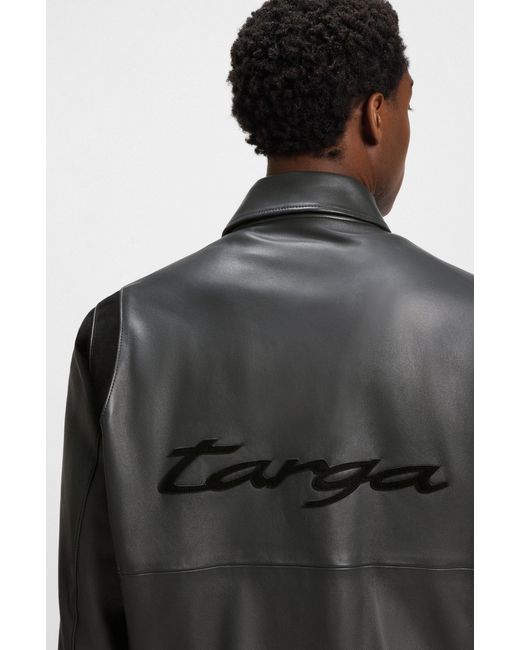 Boss Black Dark Grey Men's Leather Jackets Size 36r for men