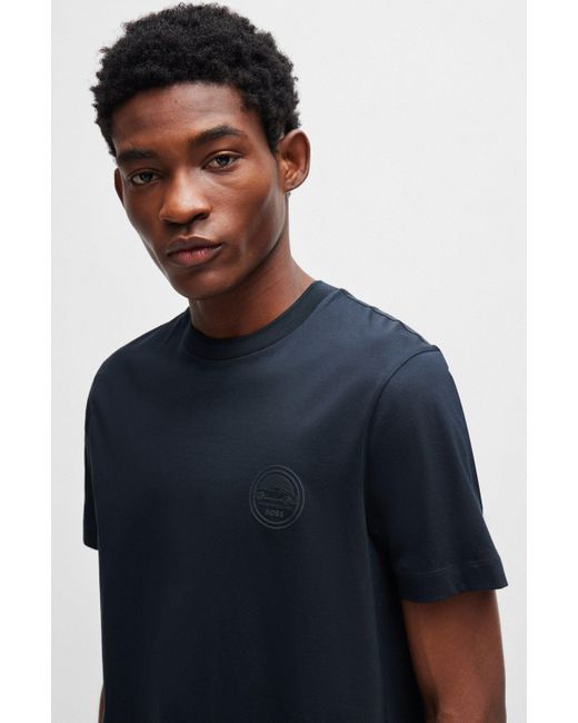 Boss Black Porsche X Mercerized-cotton T-shirt With Special Branding for men