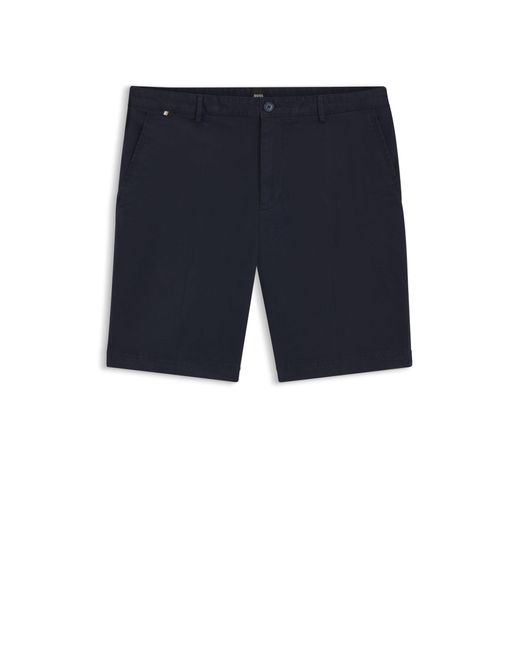 Short Slim en gabardine de coton stretch Boss pour homme en coloris Blue