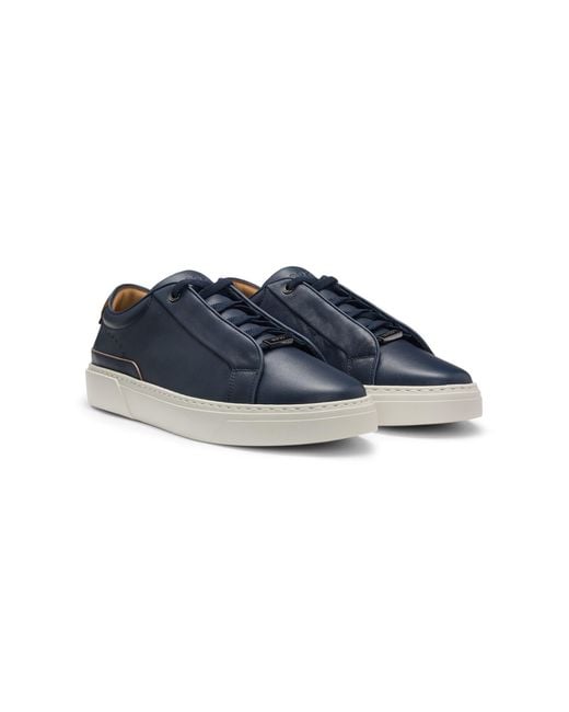 Boss Gary Ledersneakers Mit Veloursleder-Ferse in Blue für Herren