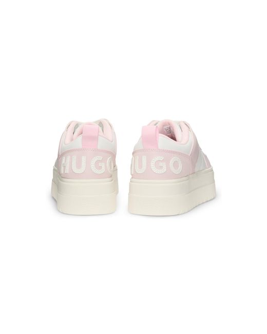 HUGO White Platform Trainers With Colour-Blocking And Statement Branding