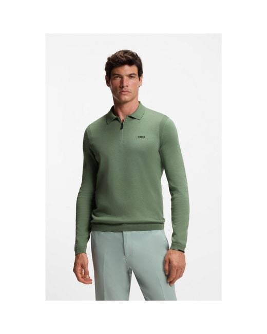 Boss Green Regular-Fit Cotton Sweater With Polo Collar for men