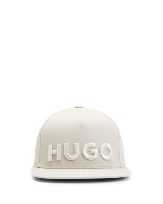 HUGO White Flexfit® Stretch-cotton Cap With 3d Embroidered Logo for men