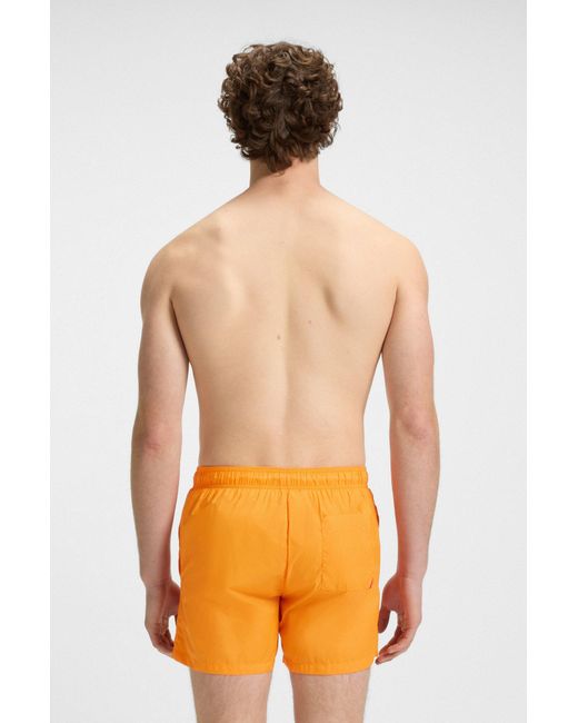 HUGO Badeshorts Mit Durchgehendem Innenfutter Und Kontrast-Logo in Orange für Herren