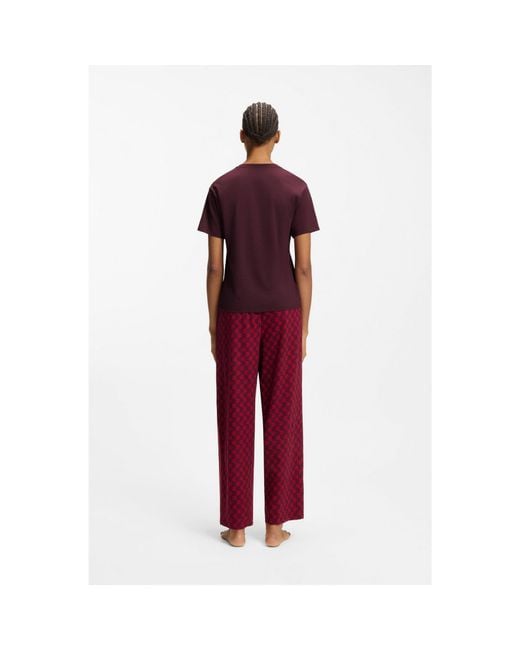 HUGO Red Stretch-Jersey Pyjama T-Shirt With Logo Print