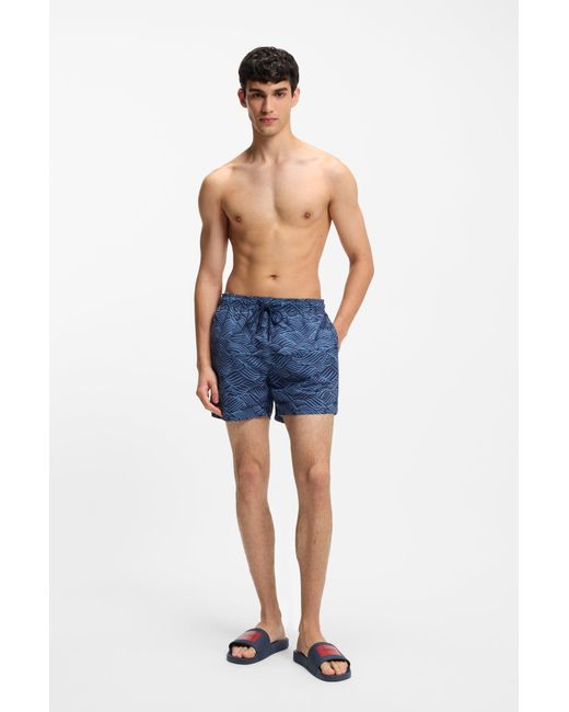 HUGO Slippers Met Logo Op De Wreefband in het Blue voor heren