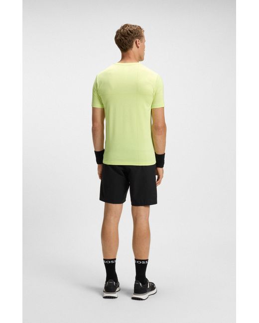 Boss Slim-Fit Actief T-Shirt Van Stretchjersey Met Vochtbeheersing in het Yellow voor heren