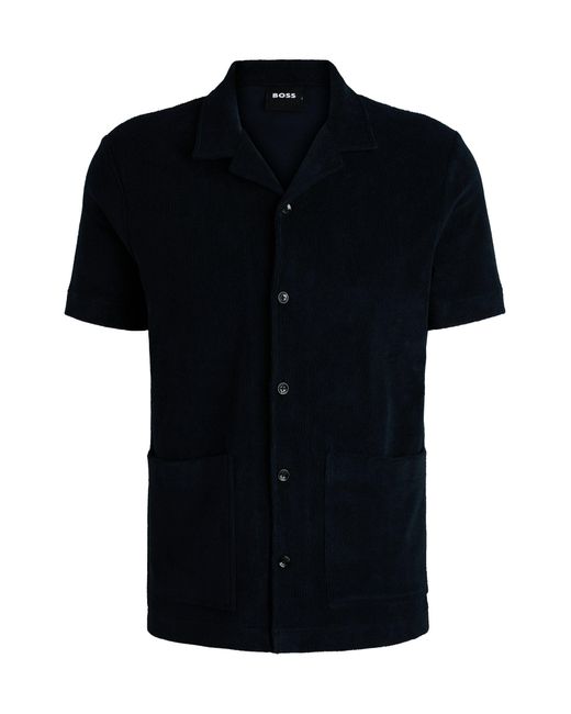 Boss Regular-Fit Hemd Aus Baumwoll-Frottee in Black für Herren