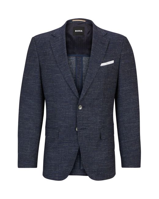 Veste Slim Fit en laine mélangée à motif Boss pour homme en coloris Blue