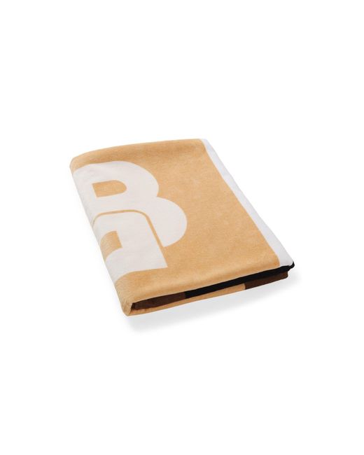Boss Brown Cotton-Velvet Beach Towel